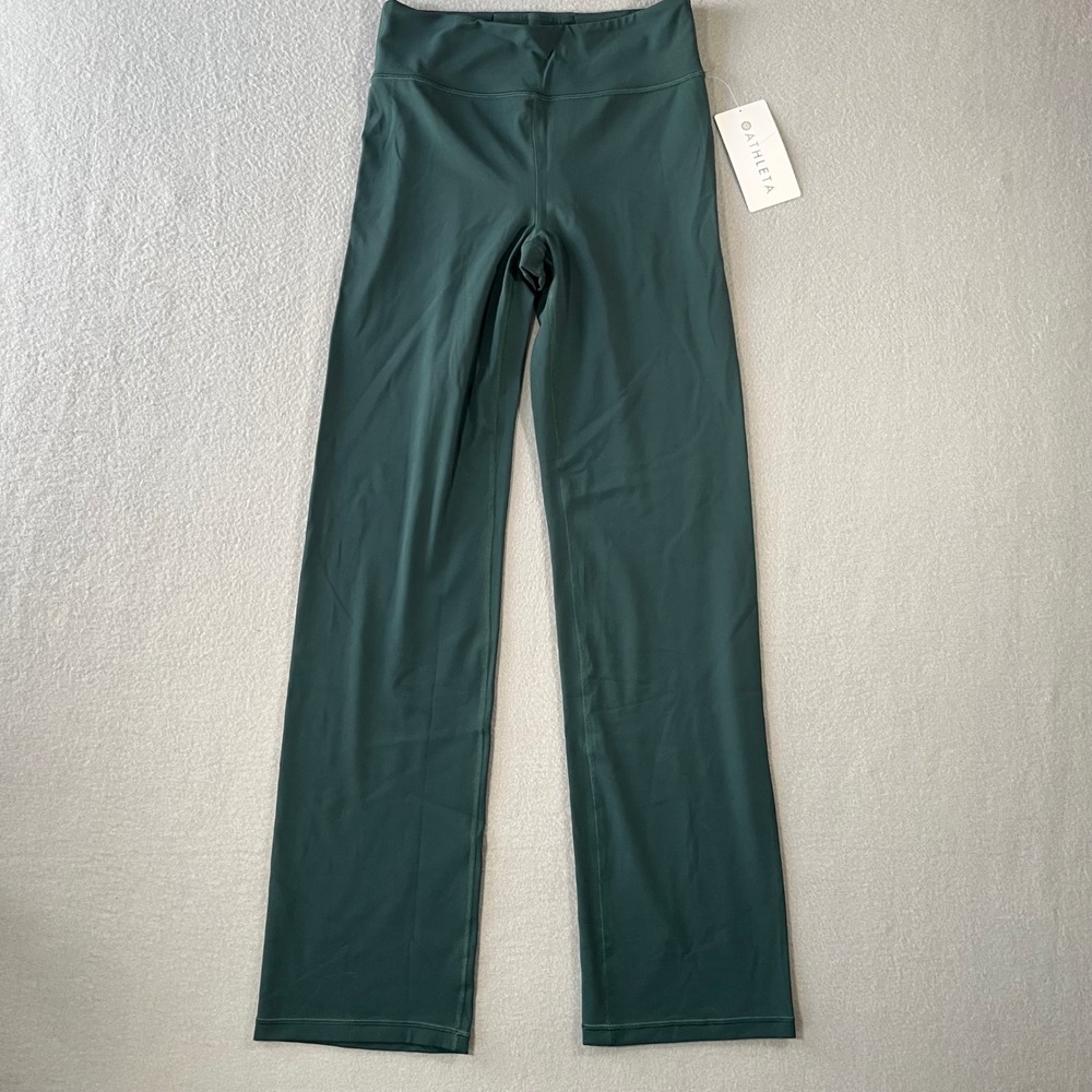 NWT Athleta Elation Straight Leg 2.0 Pants Forest Green High Rise Yoga Women M
